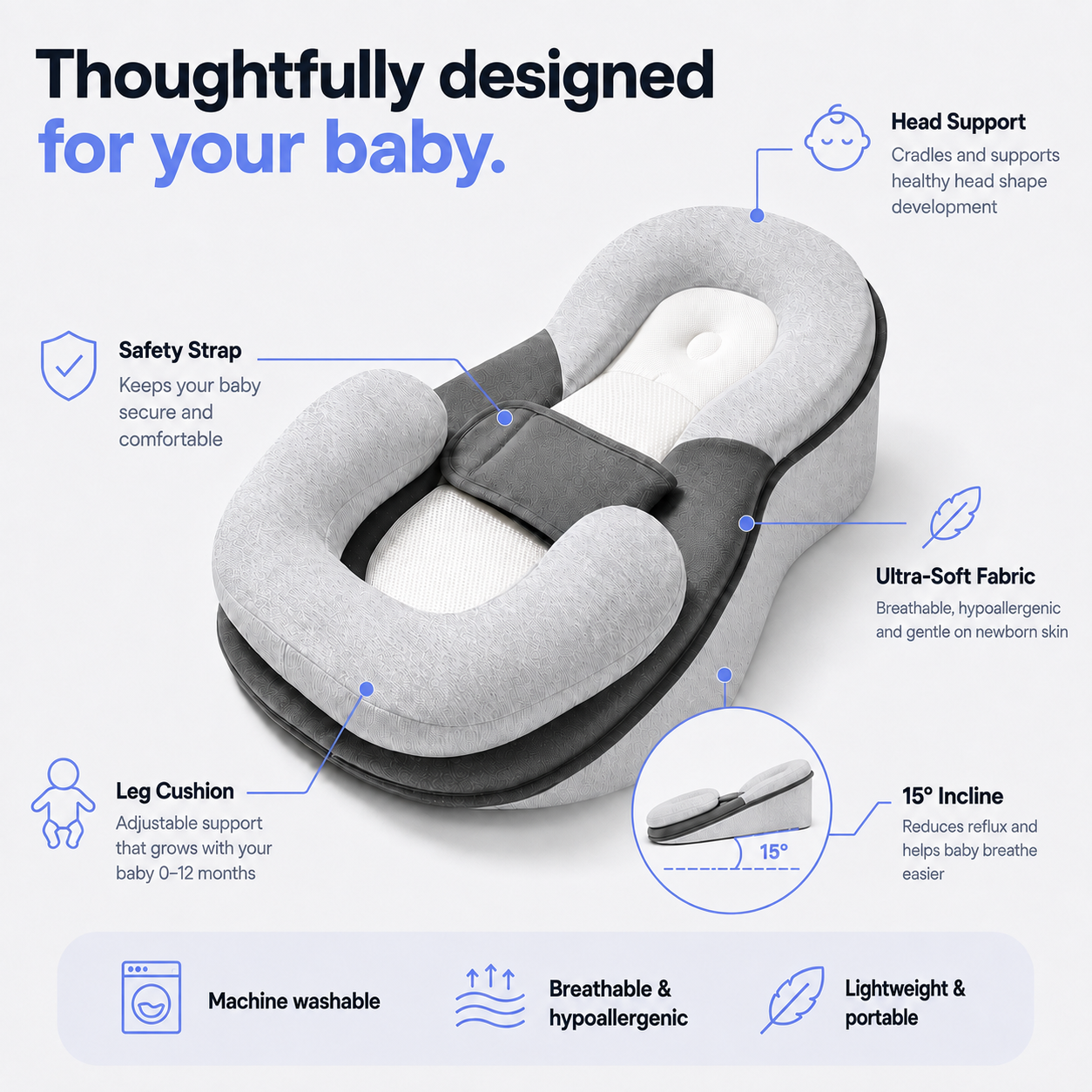 Snugli Nest™ — For Reflux, Colic & Better Sleep
